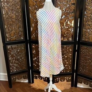 Lou & Grey Colorful Rainbow Striped Midi Dress
